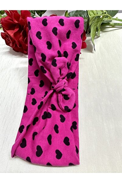 alsaccessories Culoarea roz, design cu inimi negre, banda de păr cu fundă în partea de sus, bentiță pentru copii, ac de păr