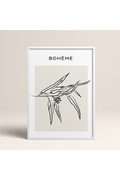 HOMEPACK Boho Bohemian Linear Linear Modern Abstract Art Πίνακας με κορνίζα