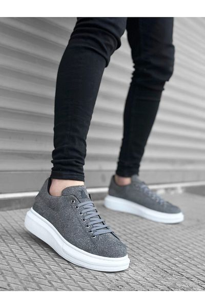 Epikoza High Sole Style Gray Suede Casual Men's Shoes Ekz652mr21