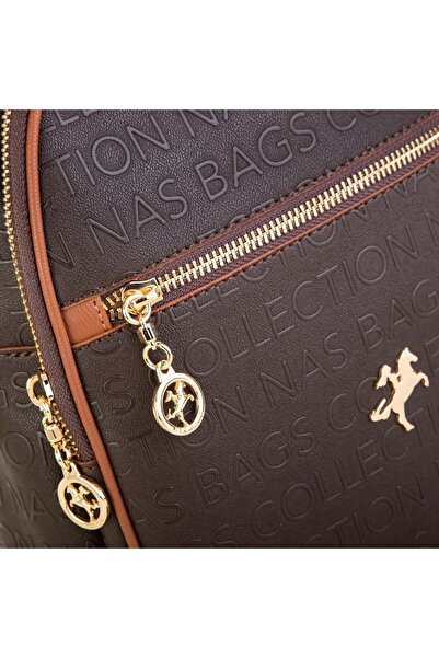 By Hakan Nas 1287 Жіноча сумка на спину та плече з тисненням, коричнева