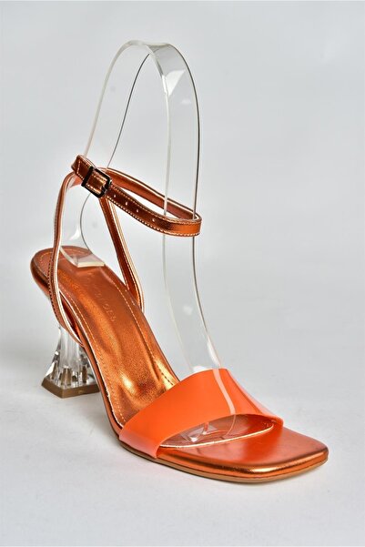 Fox Shoes Oranžové skleněné dámské boty na podpatku P518291709