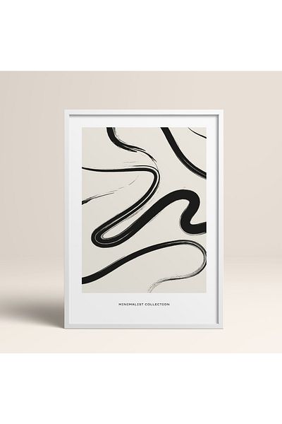 HOMEPACK Boho Bohemian Linear Linear Modern Abstract Art Πίνακας με κορνίζα