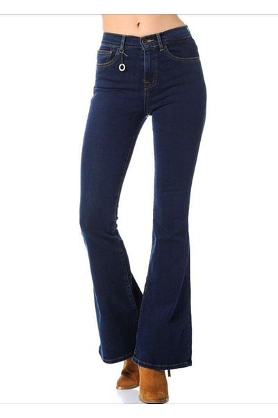 DRC trend Meva Power Lycra Dark Blue High Waist Flare Jeans