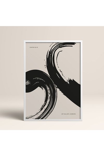 HOMEPACK Boho Bohemian Linear Linear Modern Abstract Art Πίνακας με κορνίζα