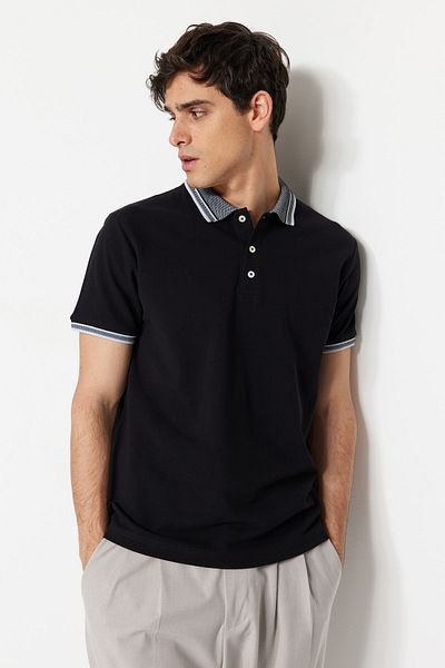 Trendyol Collection Polo Neck Black Slim Fit T-shirt - 100% Cotton TMNSS22PO00014