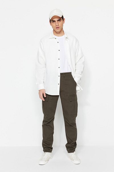 Trendyol Collection Παντελόνι Gabardine Khaki Slim Fit Cargo TMNSS23PL00042