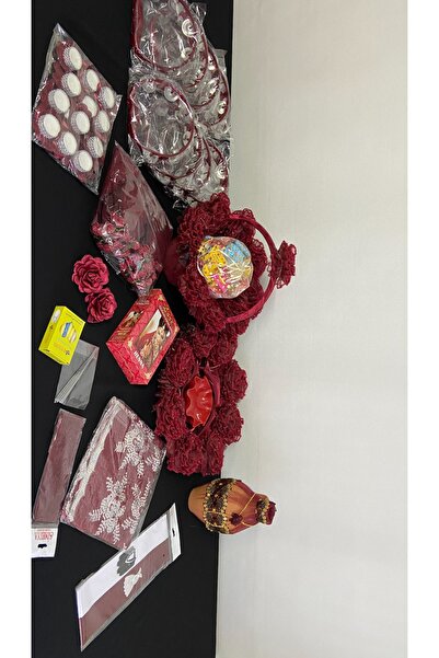 ZEYMERADE Bordo 174 Parça Lüks Kına Gecesi Malzemeleri Seti