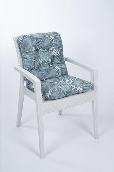ALTINPAMUK Pernă pentru scaun Neva Pofidik Palmiye Blue cu spătar, cusături personalizate, 44x88 cm