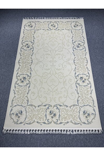 Tiffany Halı Sentez 7001 A 150x230 Beyaz Turkuaz 4 M2 Halı