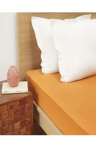 mer-tim ezberbozan ev tekstili Mer-tim Double Elastic Combed Cotton Sheet 160x200 - Orange