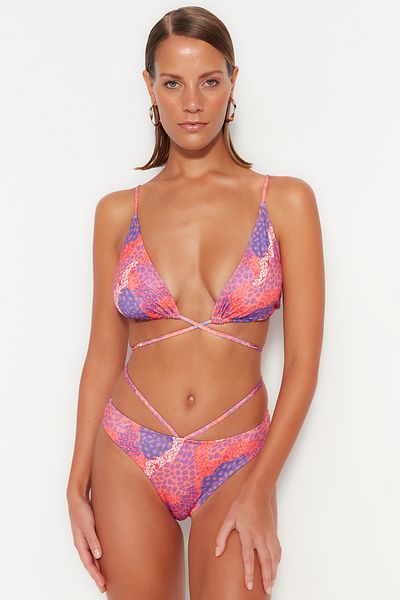 Trendyol Collection Animal Print Triangle Tie Bikini Top TBESS23BU00343