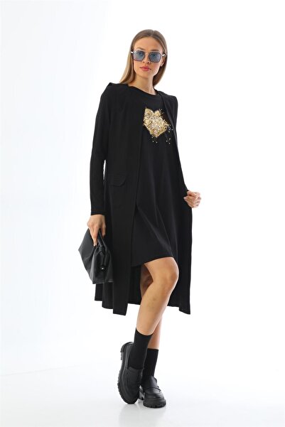 WestBound Vesta Tunica Combinatie Costum 2 Piese - Negru