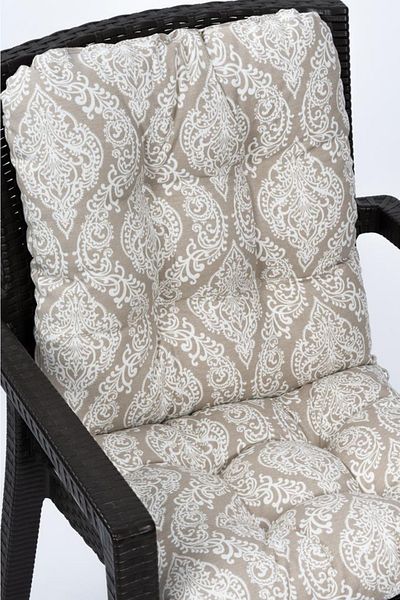 ALTINPAMUK Neva Pofidik Damaks Beige Backrest Chair Cushion with Special Stitched Laces, 44X88 cm