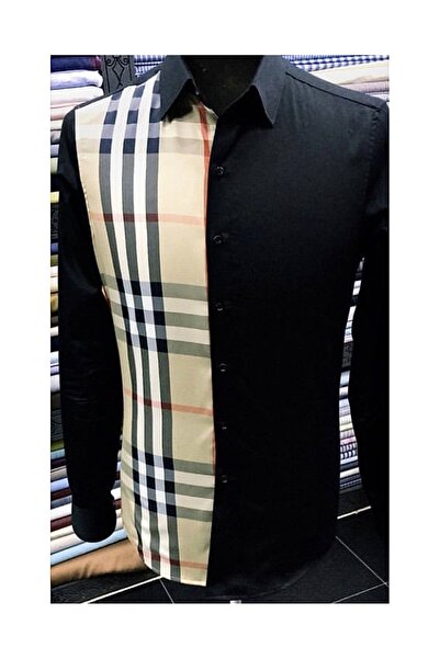 Gömlekçi Kadir Kişiye Özel Dikim Burberry Isimli Nakışlı Erkek Gömlek