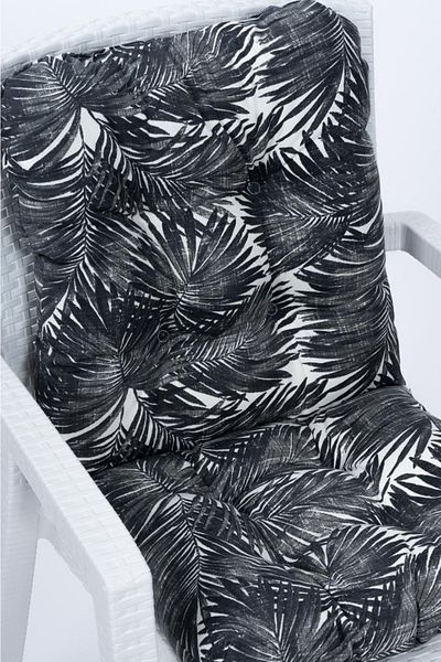 ALTINPAMUK Μαξιλάρι καρέκλας Neva Pofidik Palm Black με ειδικά ραμμένα κορδόνια, 44x88 cm
