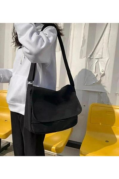 Touz Geantă unisex neagră Dape Messenger și laptop - Design simplu