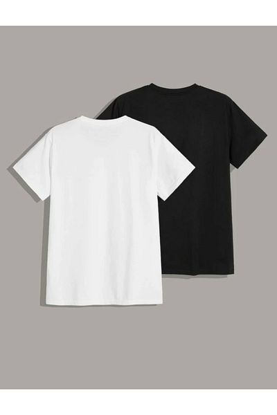 Josette Μπλουζάκι Unisex Λευκό και Μαύρο Διπλό Sima Crew Neck Oversize