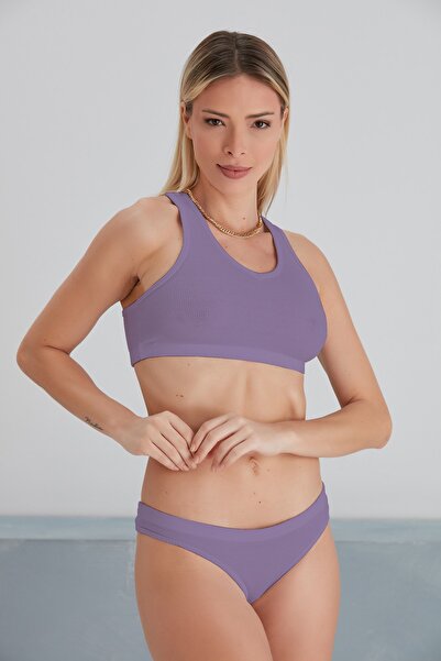 Seise Tekstil Σετ εσώρουχα γυναικεία καμιζόλα υφασμάτινο λιλά σουτιέν