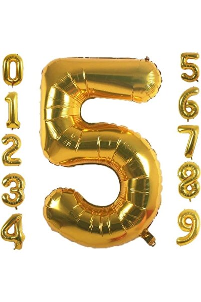 Genel Markalar 5 Yaş Rakam Folyo Balon Altın Renk 36 Cm 16 Inç -dogum Günü -p...