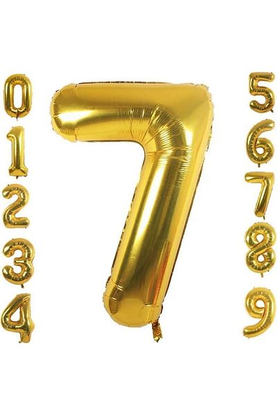Bkmc 7 Year Old Number Foil Balloon Gold Color 36 Cm 16 Inch -dog Day -party-celebration