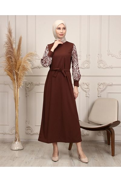 modasindoma Γυναικείο φόρεμα Hijab με μακρύ μήκος με σχέδιο Zebra