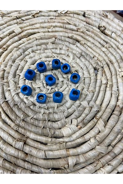 KARDEŞLER BONCUK HEDİYELİK EŞYA Square Glass Basement Beads 10 Mm Blue Wide Hole Bracelet Necklace Beads 10 Pieces