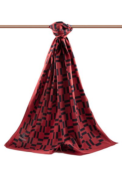 Vissona Γυναικείο πολυτελές μεταξωτό σάλι Medina Claret Red-1