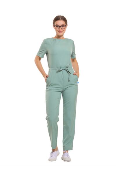 Wio Uniform Kadın Likralı Mint Yeşili Medikal Üniforma Tulum