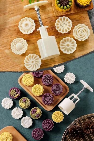 Nemade Mooncake Kurabiye Kalıbı Basmalı 6 Başlıklı Kalıp Desenli Kalıp Desenleri Farklılık Gösterebilir