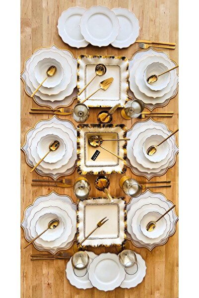 CASA DE BELLA Bone Porselen 142 Parça 12 Kişilik Yemek Takımı Ve Servis Seti ...