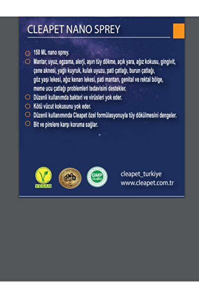 Cleapet Nano Kedi Ve Köpek Sprey (tedavi Destekleyici Özellikli)