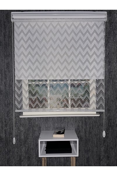 Genel Markalar Örme Zigzag Desenli Yeni Sezon Çiftli Mekanizma Stor Tül Ve Gü...