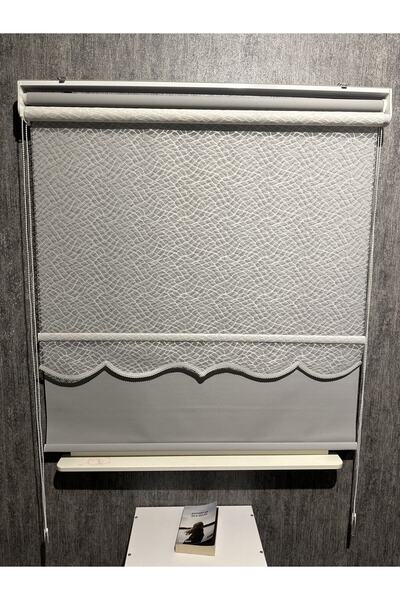 Genel Markalar Örümcek Desen Yeni Sezon Açık Gri Storlu Çiftli Mekanizma Stor...