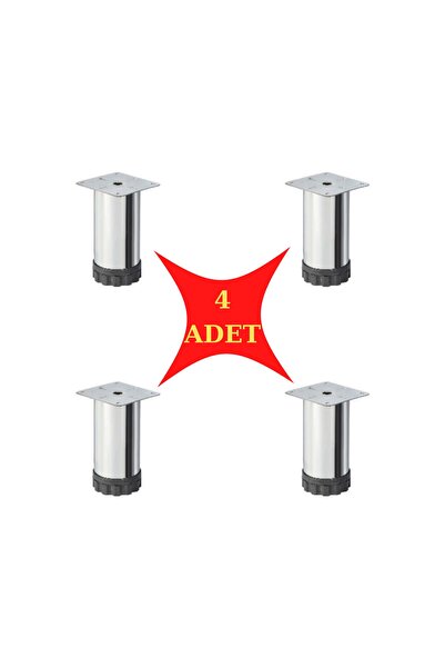 ARON (4 ADET) Ayarlanabilir 10cm Krom Akçam Ayak Mobilya Dolap Baza Yatak Ves...