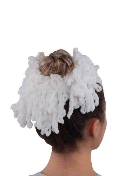 VANİSCE Women's White Velvet Bun Buckle