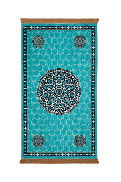 Bursa İpek Water Green Velvet Carpet Prayer Rug