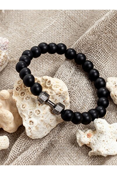 Padore Accessory Güçlü Kadınlara Özel > Dumbell Detaylı > Doğal Taş Bileklik | Handcrafted > Siyah!