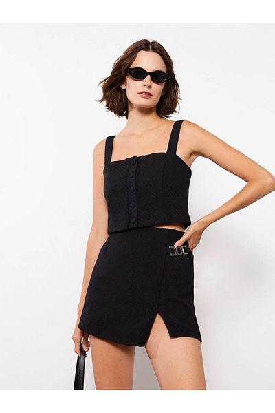 LC Waikiki Women's Straight Shorts Skirt with Zippered Waist
