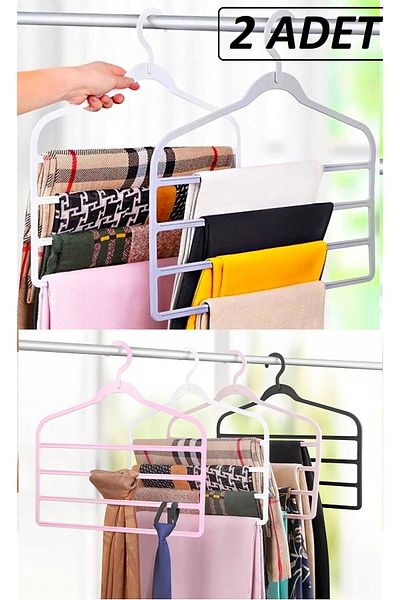 Bayev 2-Piece Multi-Layer Plastic Pants Scarf Hanger Clothes Tie Shawl Hanger