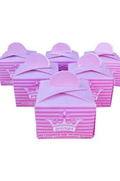 TURKUAZ PARTY Lokum Kutusu - Küp - Pembe Hoşgeldin Bebeğim 50li