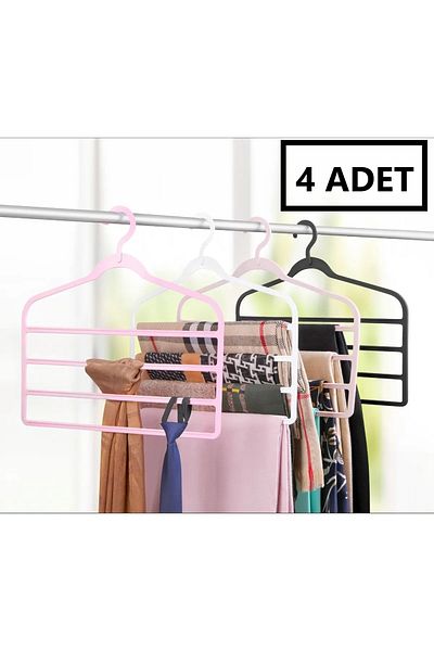 Bayev 4 Pieces Multi-Layer Plastic Trouser-Scarf Hanger