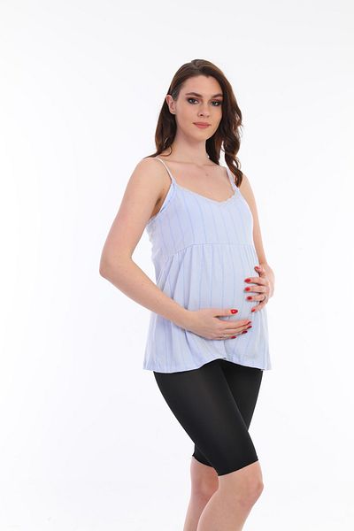 MEGHAN L.A Tricou albastru pentru alăptare, elastic, din bumbac moale