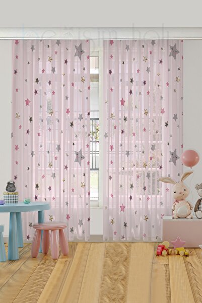 HOMESSA Bebişim Yıldızlı Çocuk Odası Tül Perde