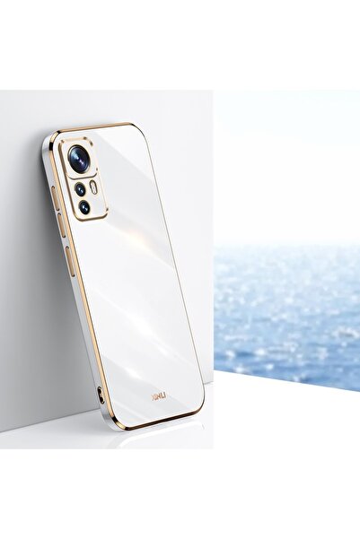 Fibaks Xiaomi Mi 12t Ve Mi 12t Pro Kılıf Parlak Renkli Kenarlı Altın Işlemeli Kamera Korumalı Silikon Kapak