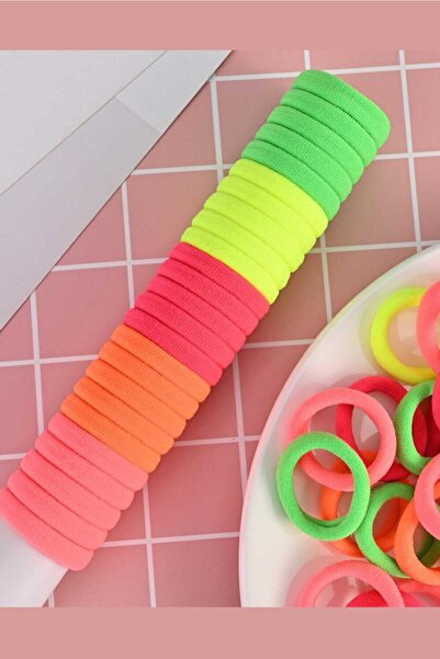 C&E Design Kadın 50'li Canlı Renkli Lastik Toka Seti