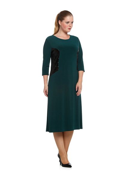 Nidya Moda Plus Size Green Robe Cuff Sequin Sequin Evening Dress-4059y