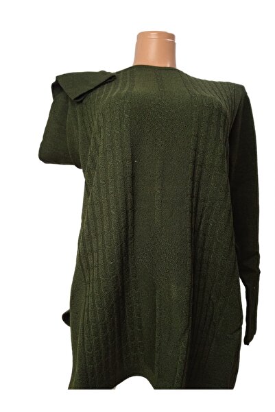 SEFER سترة أم نسائية منقوشة بقصة عادية - أخضر كاكي