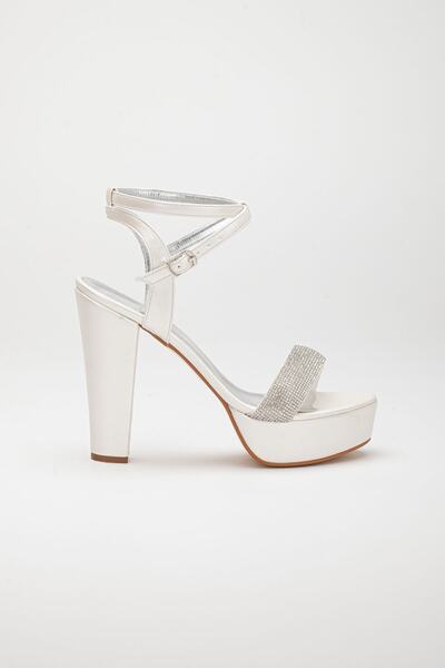 LİLLA Women's High Platform Stone Back Open Heeled Shoes