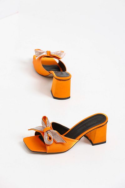 marinarosse London Orange Satin Stone Women's Slippers