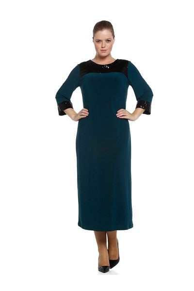 Nidya Moda Plus Size Green Robe Cuff Sequin Sequin Evening Dress-4056y